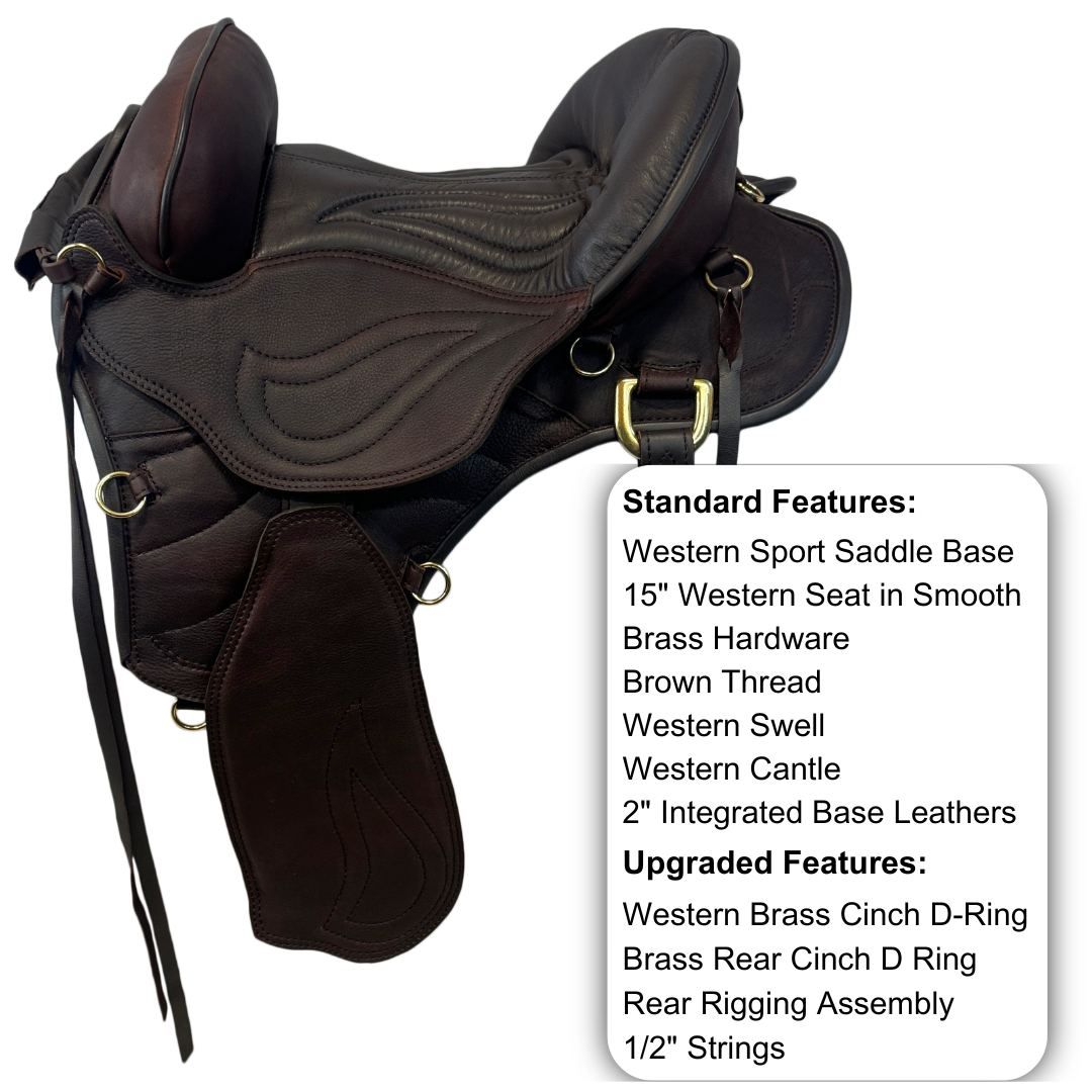 Western Sport in Dark Brown with Brass Hardware & in 15"