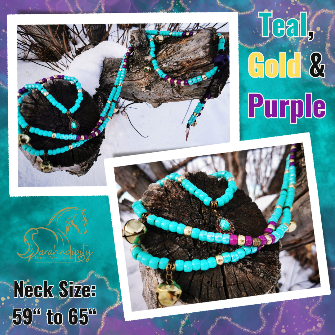 Teal, Gold and Purple Rhythm Beads by Sarandipity Designs
