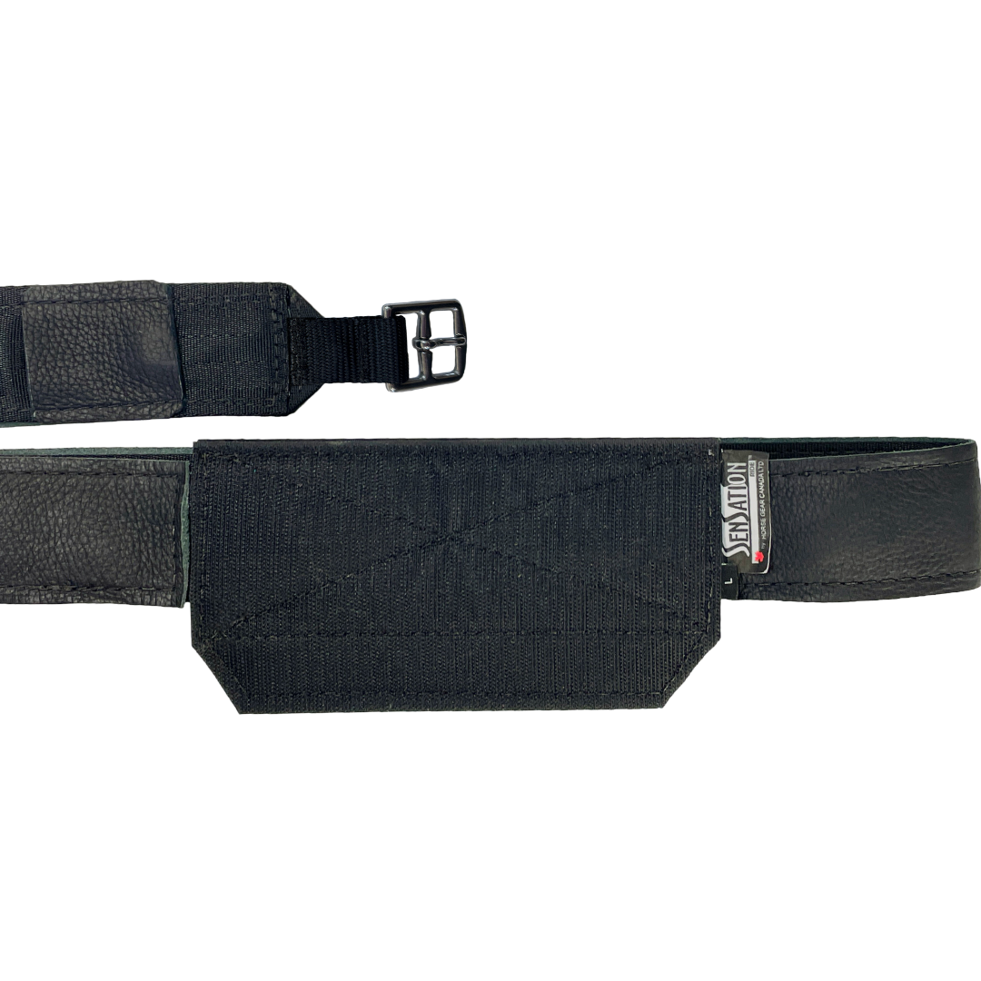 2" Integrated Base Stirrup Leathers with Buckle End in Black & Stainless Steel Hardware