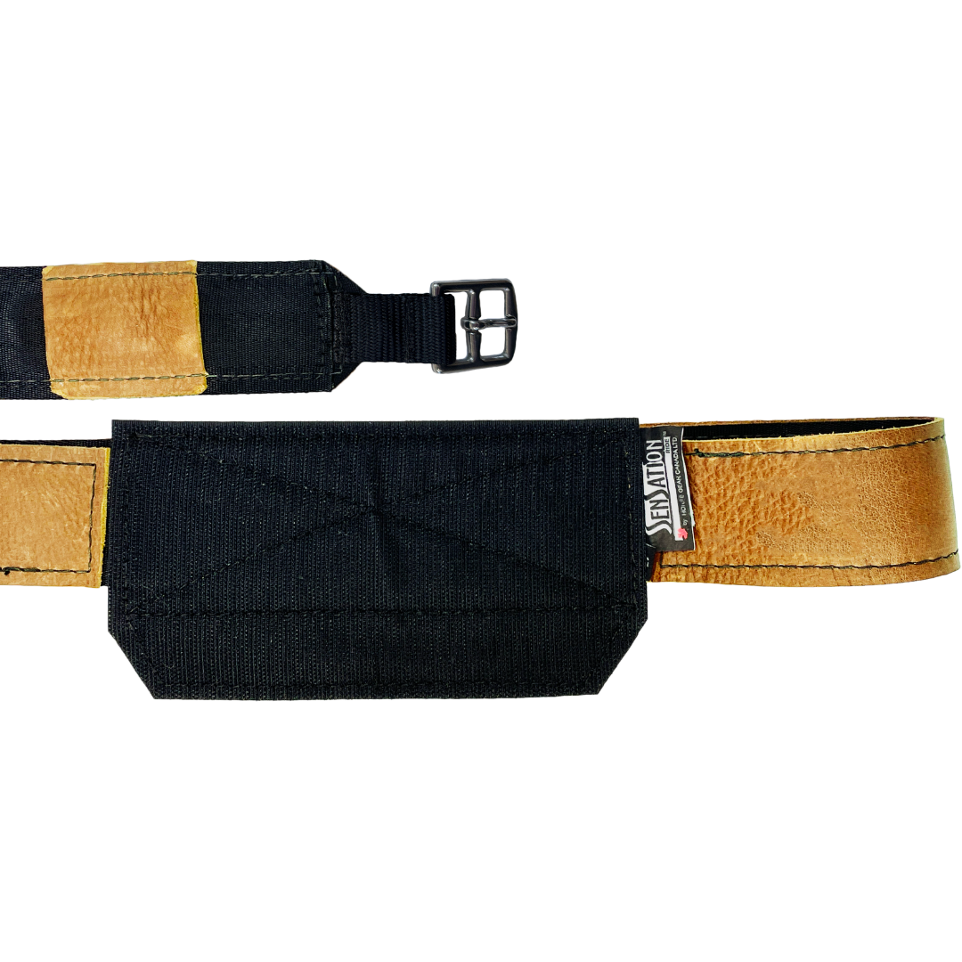 2" Integrated Base Stirrup Leathers with Buckle End in Tan & Stainless Steel Hardware