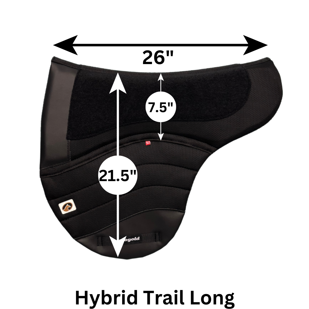 Hybrid Trail Secure Non-Slip Ecogold Saddle Pad - Long Measurements