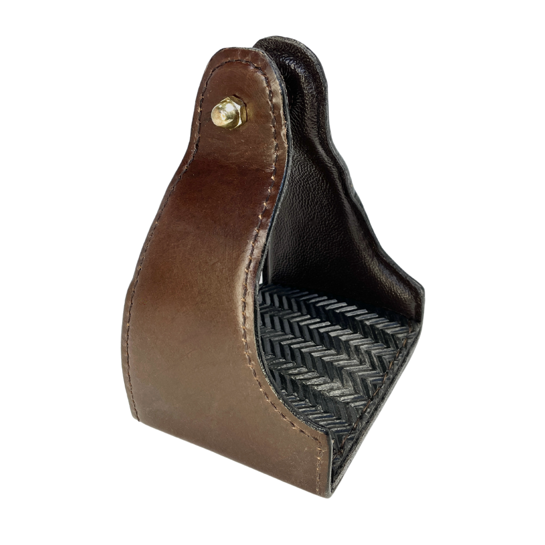 Tough1 Leather Covered Endurance Stirrups - Brown Single Side View