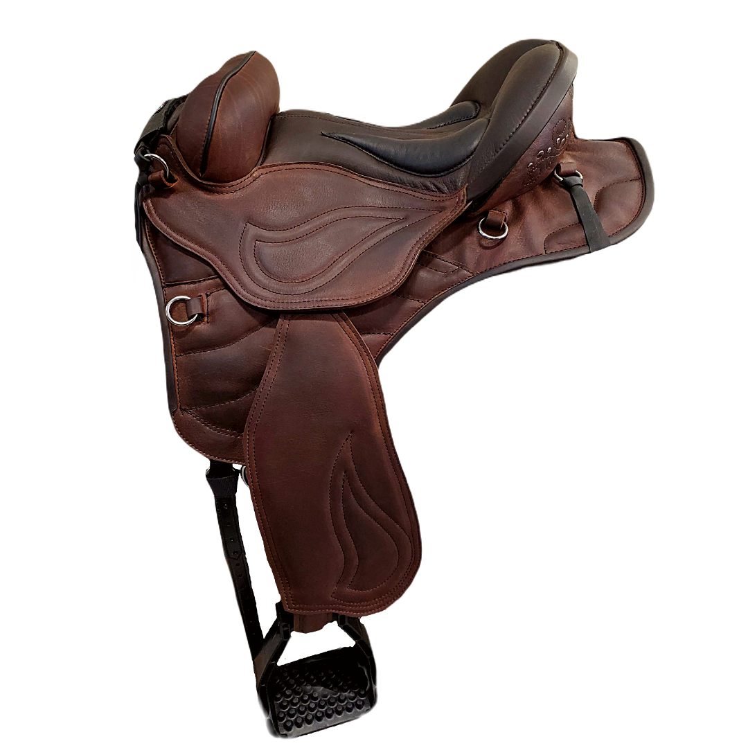 Western Sport in Mahogany Brown with Stainless Steel Hardware & Cantle Detail.