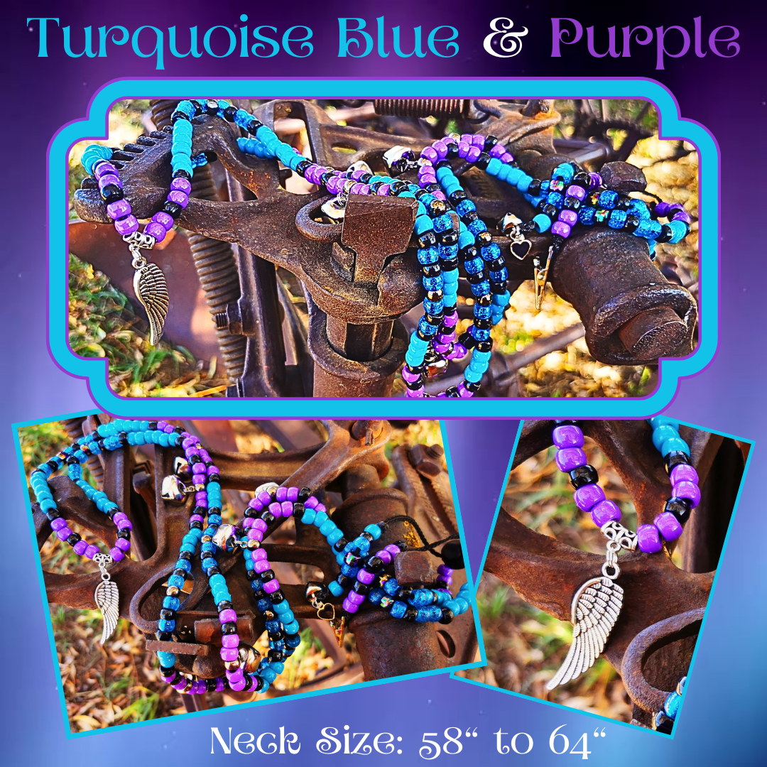 Turquoise Blue & Purple Rhythm Beads by Sarandipity Designs - SOLD