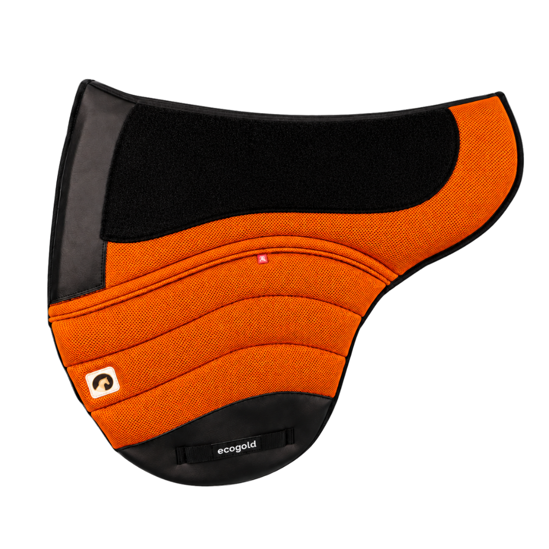 Ecogold Hybrid Trail Calmatech Treeless Saddle Pad - Orange Base with Black Detail