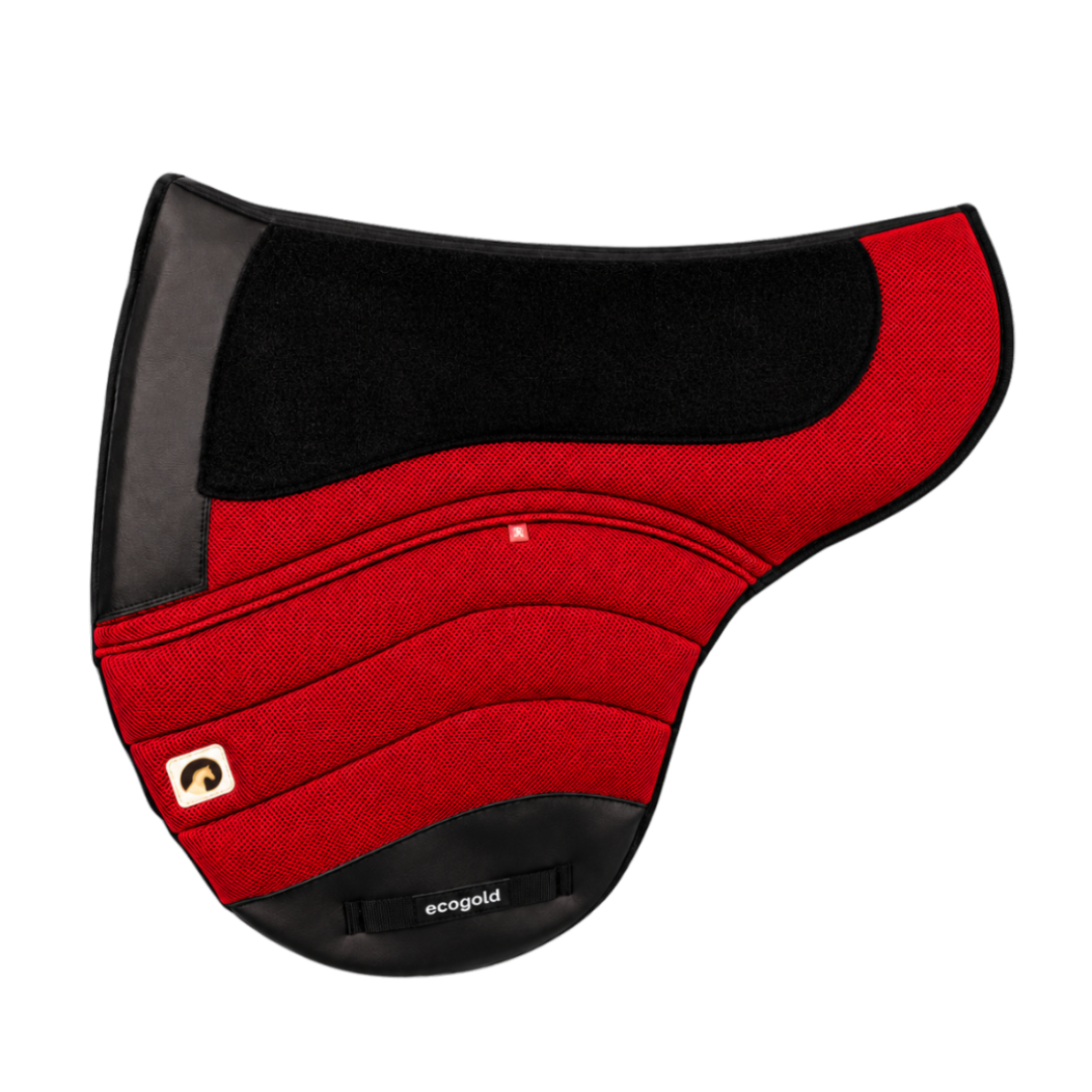 Ecogold Hybrid Trail Calmatech Treeless Saddle Pad - Red Base with Black Detail