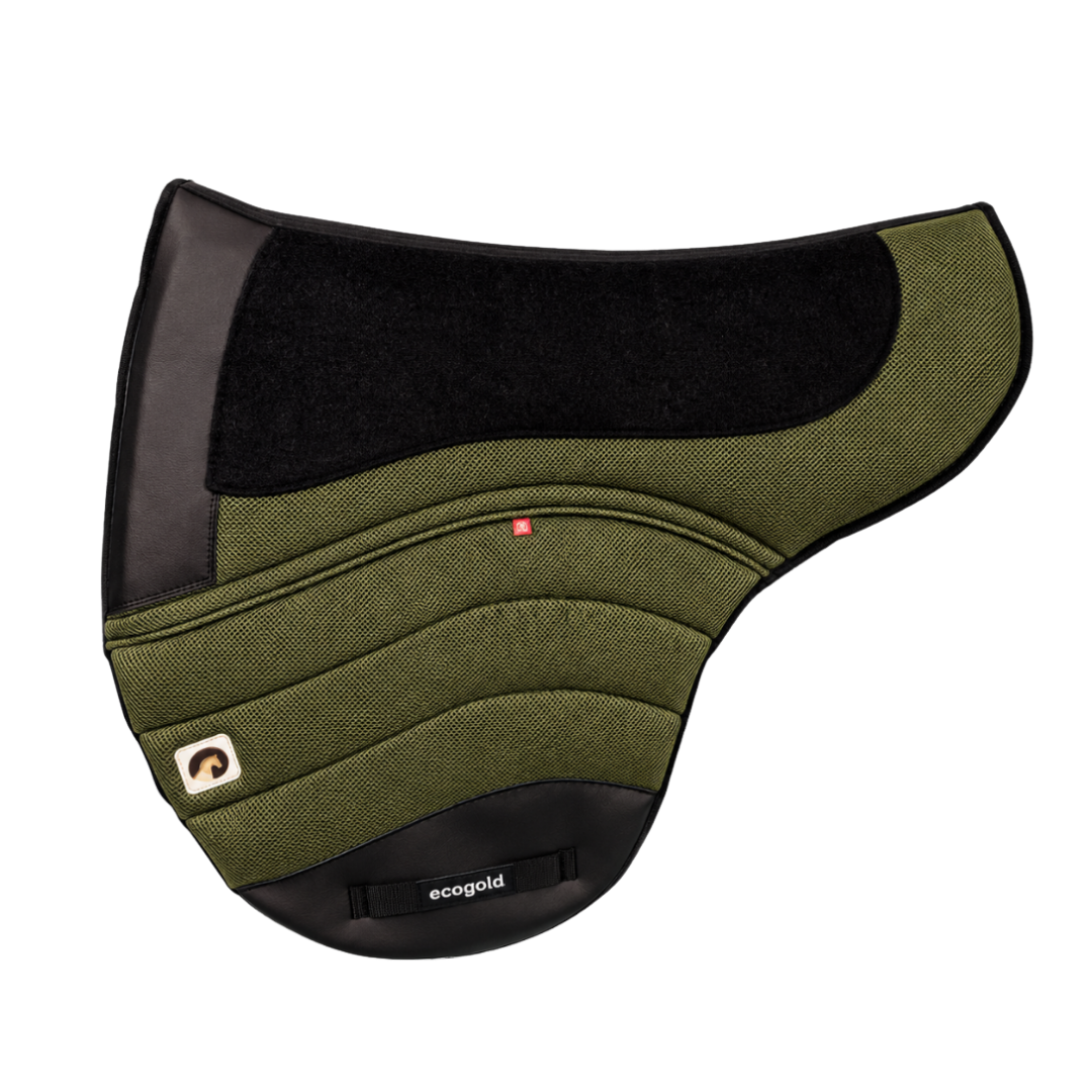 Ecogold Hybrid Trail Calmatech Treeless Saddle Pad - Olive Base with Black Detail