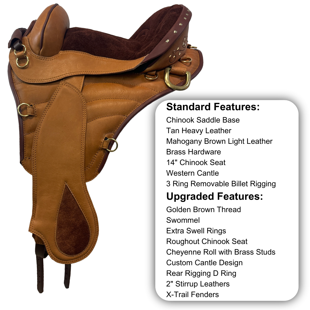 Sensation Ride™ Chinook Saddle in Tan & Mahogany Brown with Brass Hardware