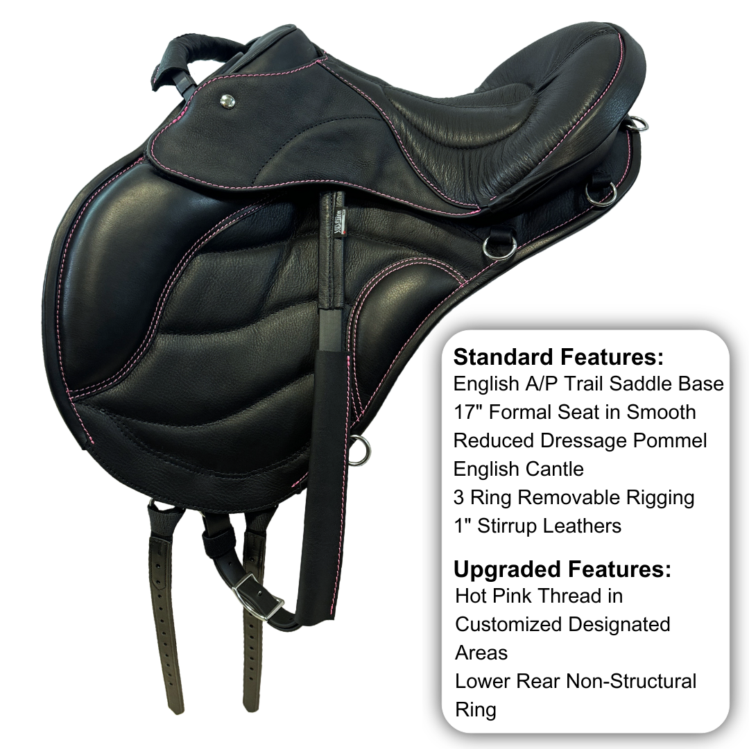 Sensation Ride™ English A/P Trail in Black with Pink Thread & Formal Seat