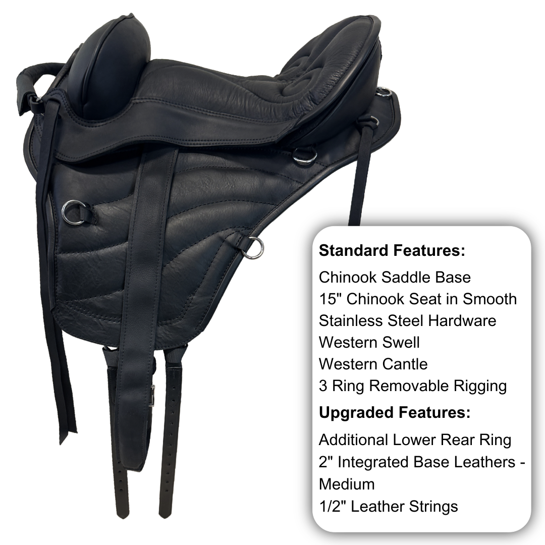 Sensation Ride™ Chinook Saddle in Black & Stainless Steel Hardware