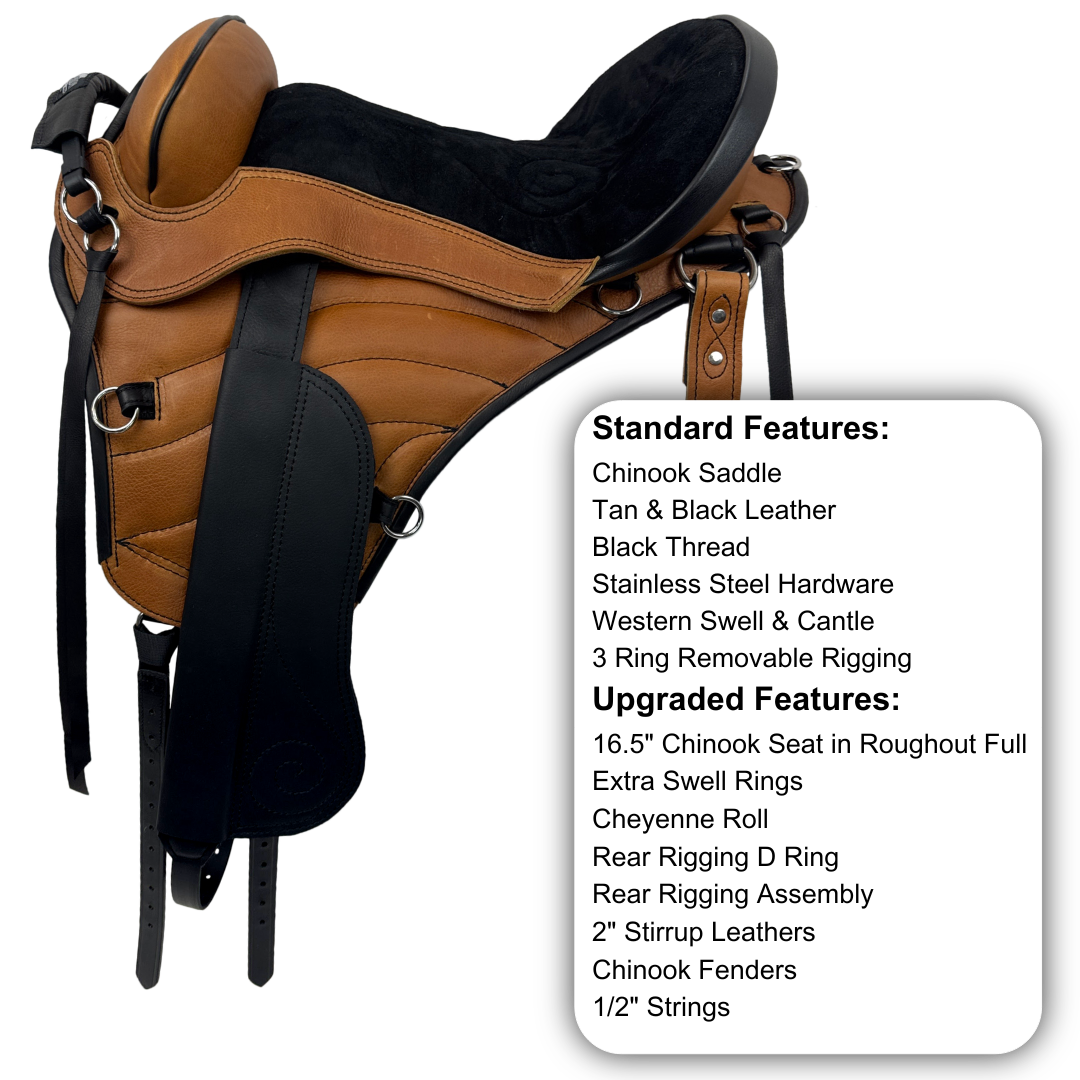 Sensation Ride™ Chinook Saddle in Tan, & Black with Chinook Fenders