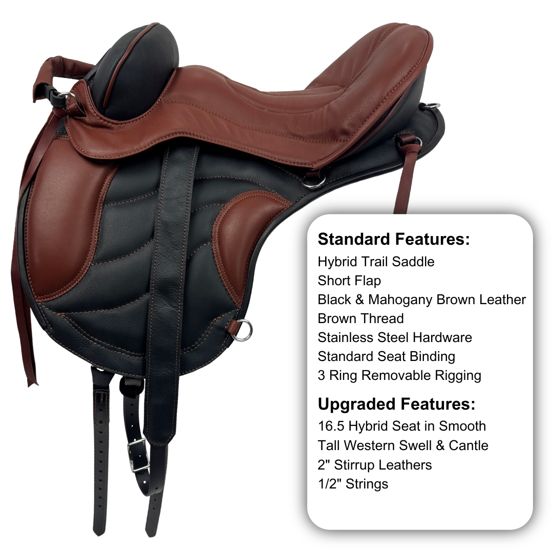 Sensation Ride™ Hybrid Trail in Black & Mahogany Brown with 2" Stirrup Leathers