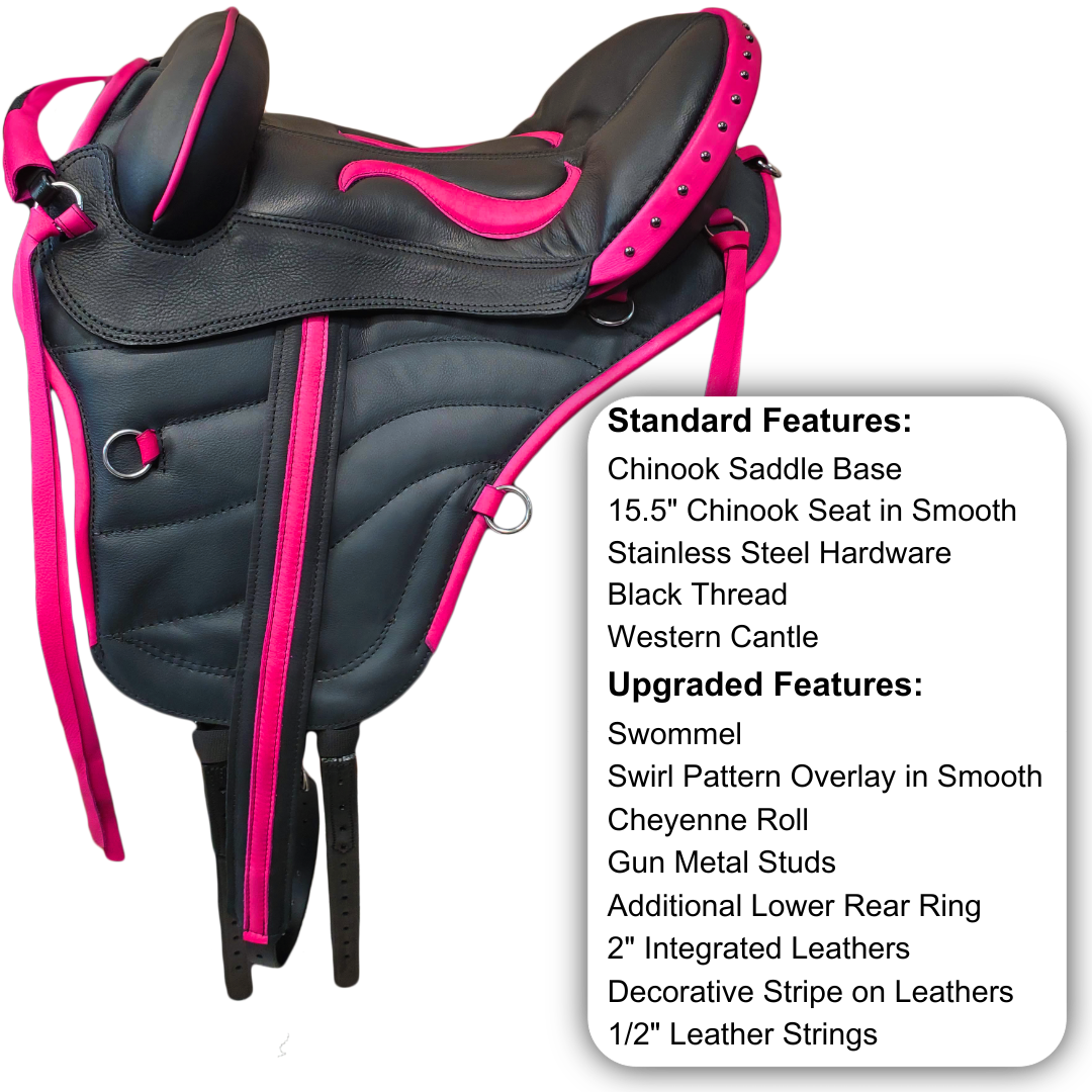 Sensation Ride™ Chinook Saddle in Black & Hot Pink