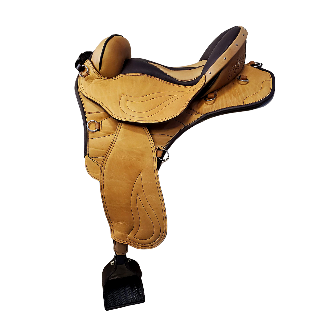 Western Sport in Tan & Dark Brown with Stainless Steel Hardware & Tan Overlay On Seat