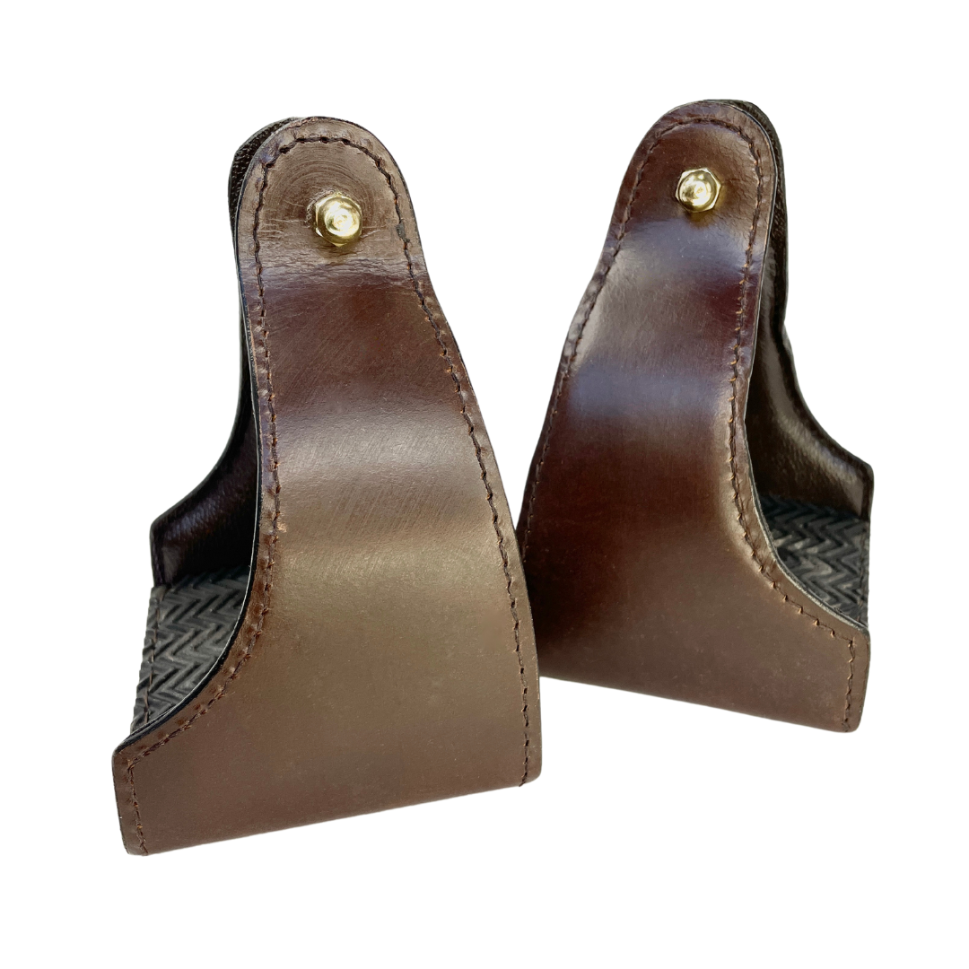 Leather Covered Endurance Stirrups - Narrow Neck
