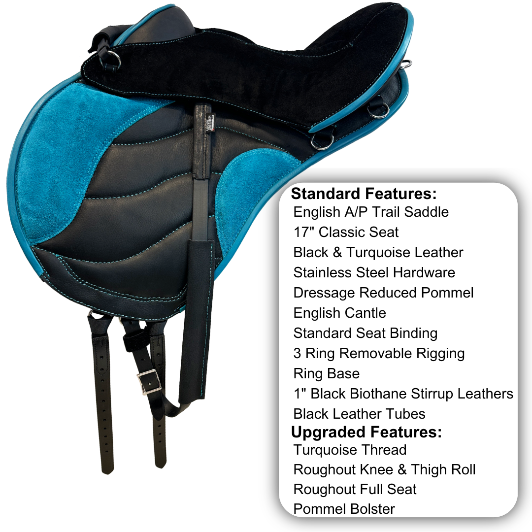 Sensation Ride™ English A/P Trail in Turquoise & Black with Roughout Options