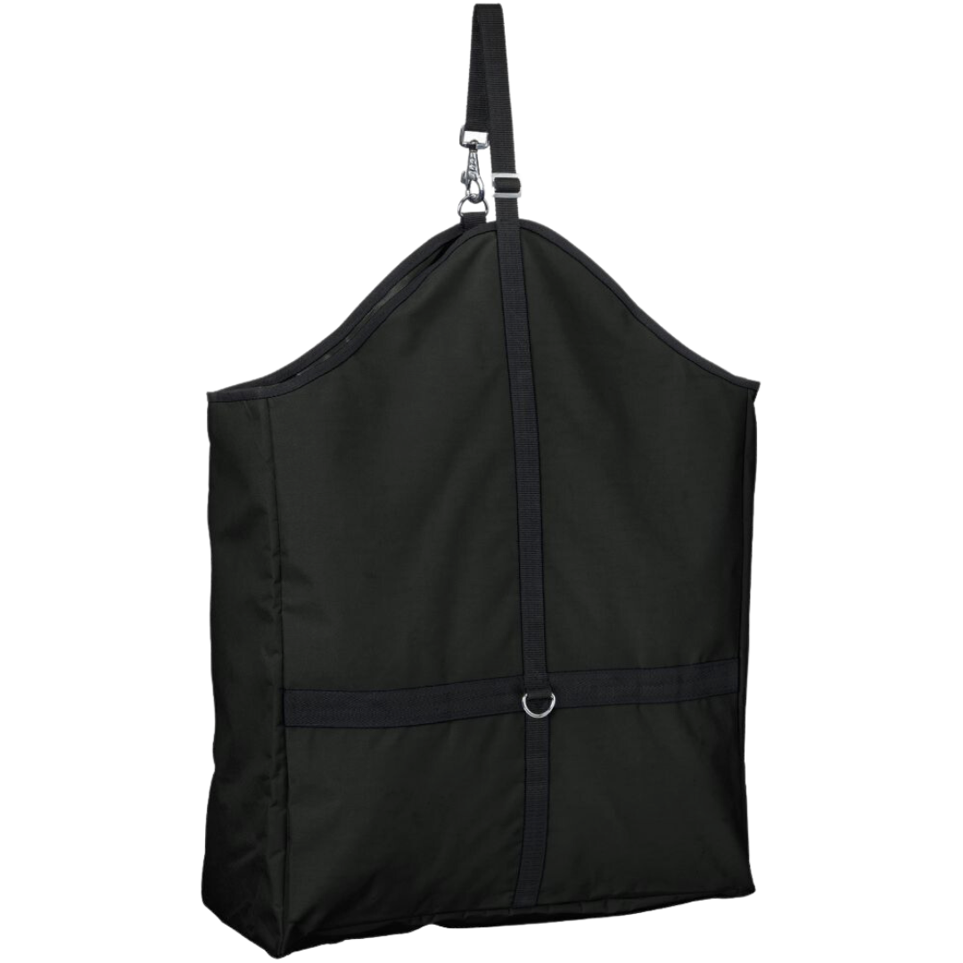 Tough1 Black Nylon Hay Tote with Web - Back Side View - Travel and Trailer Accessories 