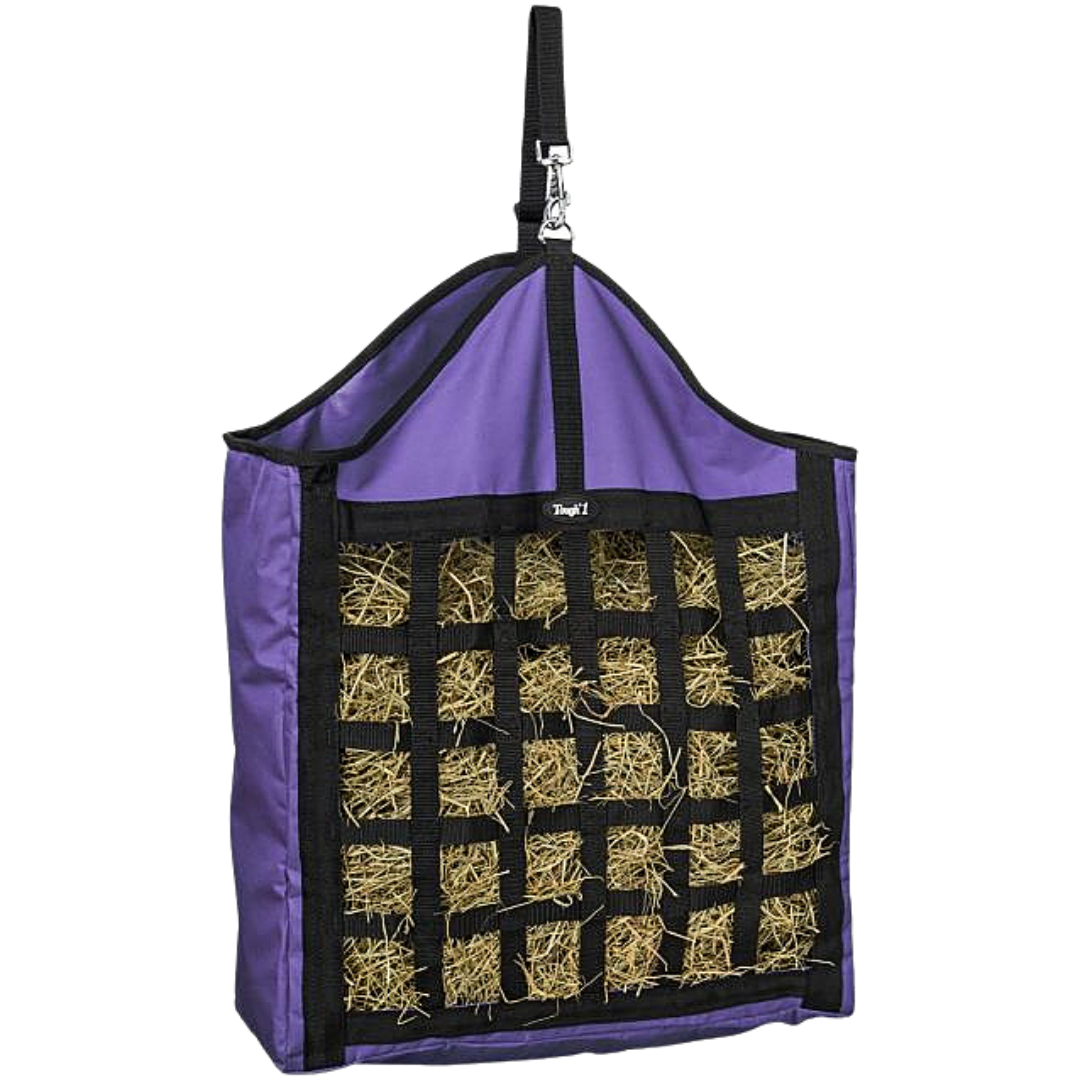 Tough1 Purple Nylon Hay Tote with Web - Front Side View - Travel and Trailer Accessories 