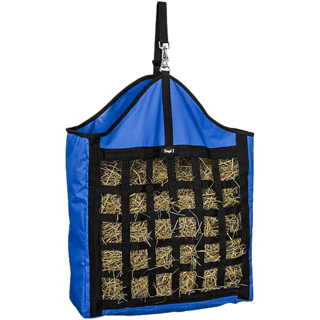 Tough1 Royal Blue Nylon Hay Tote with Web - Front Side View - Travel and Trailer Accessories 